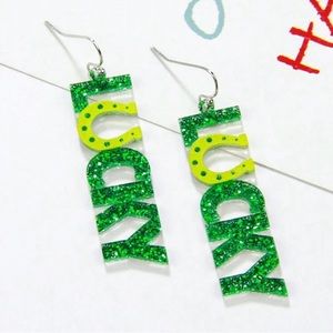 Green Acrylic Lucky Earrings